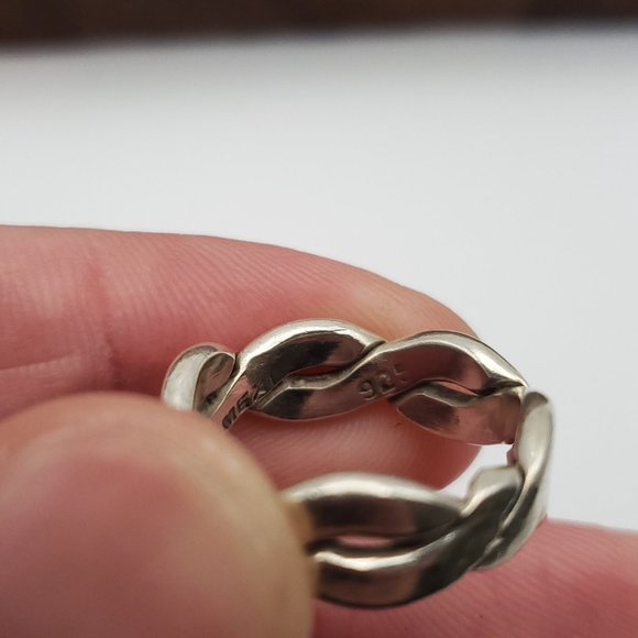 Size 6.25 925 Sterling Silver Cool Thick Solid Woven Ring - Picture 4 of 7